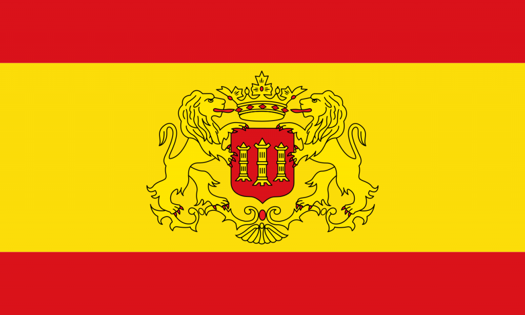 Bandera de Lingen, los colores amarillo y rojo nada tienen que ver con los actuales de la bandera española.